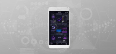 Ekranda kullanıcı arabirimi verilerine sahip akıllı telefon 