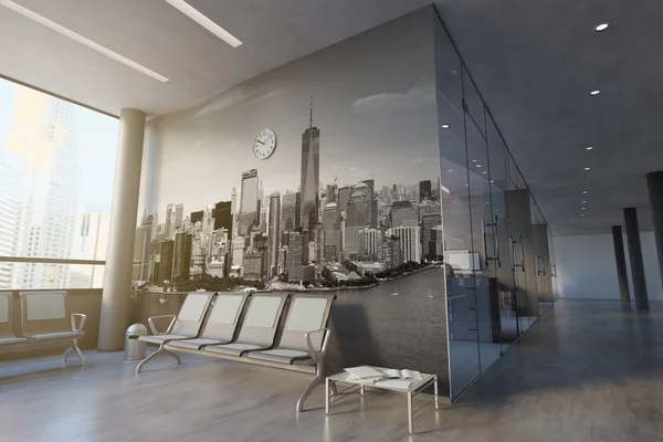 Δωμάτιο γραφείου, μαμόδι τοίχου-3D απόδοση — Φωτογραφία Αρχείου