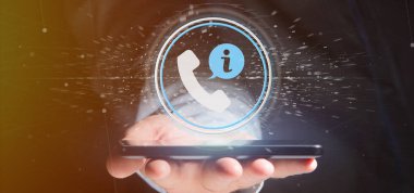 Müşteri ve yardım hattı servis otobüs tutan işadamı