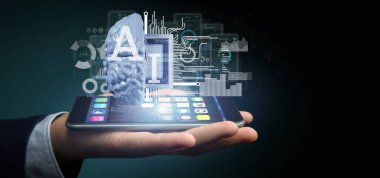 Yarım brai simgesiyle yapay zeka holding iş adamı