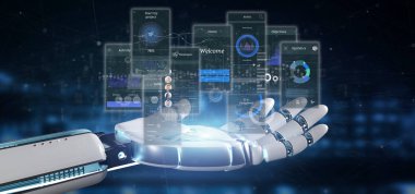 Cyborg el kullanıcı arabirimi ekranlarını simgesi, istatistikleri ile tutarak ve 