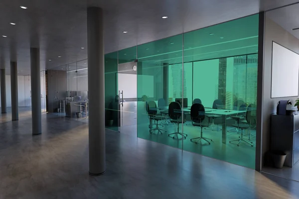 玻璃办公室墙体模型-3d 渲染 — 图库照片