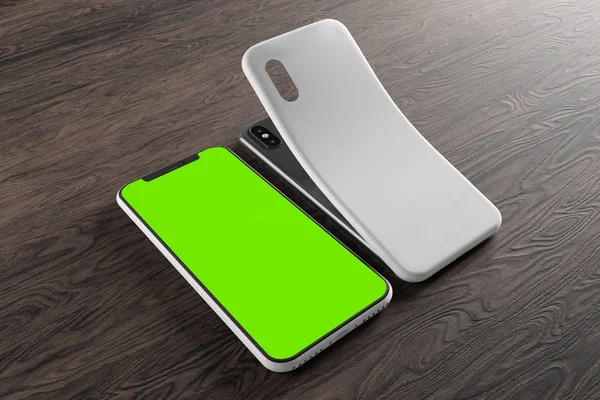 Tela de Smartphone e caso Mockup - renderização 3d — Fotografia de Stock