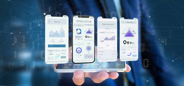 Application interface UI on a smartphone - 3d rendering