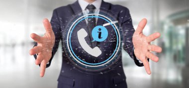 Müşteri ve yardım hattı servis otobüs tutan işadamı