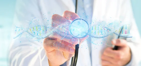 Doctor sosteniendo un 3d renderizar ADN —  Fotos de Stock