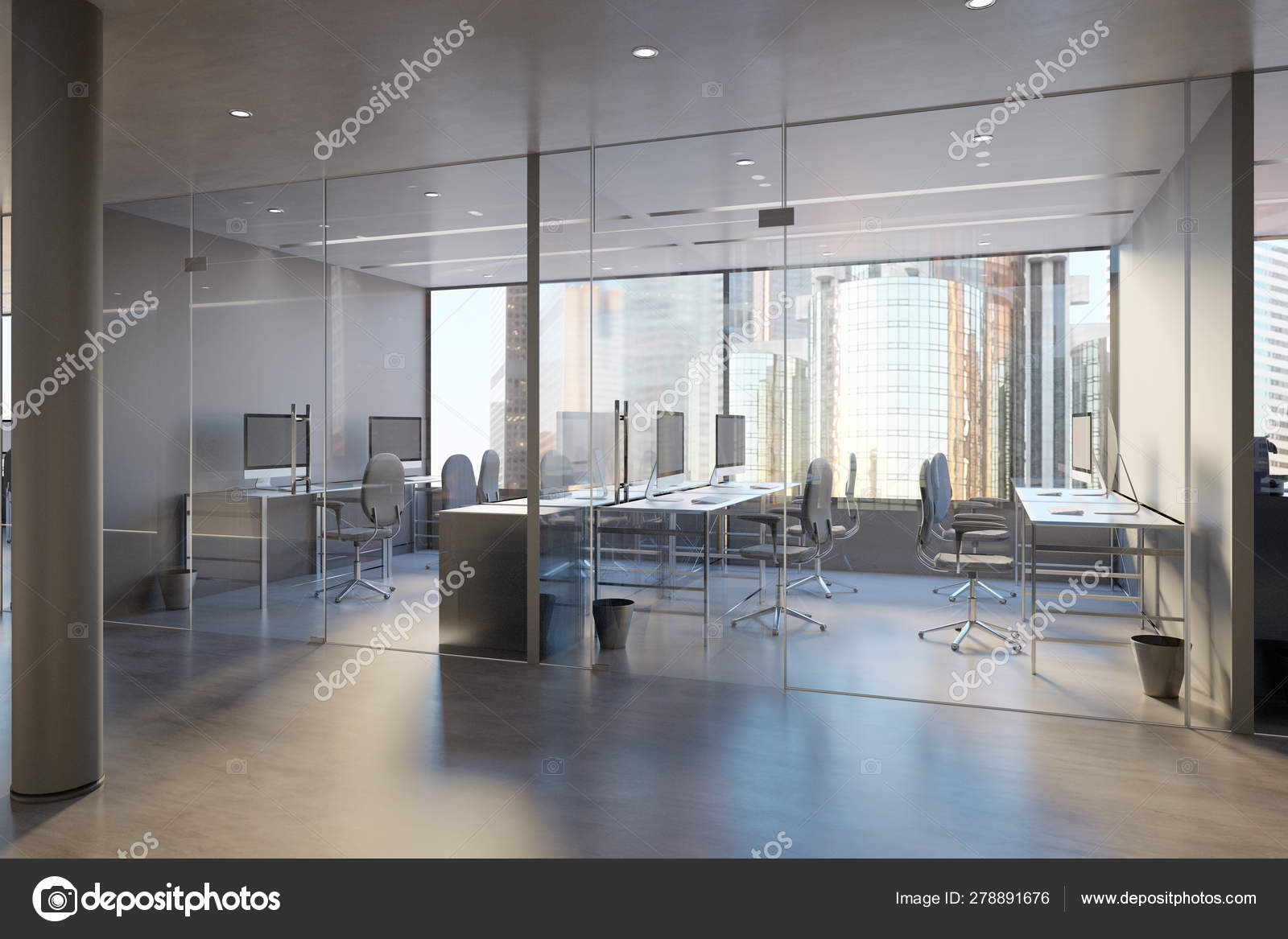 Download Glass Office Room Wall Mockup 3d Rendering Stock Photo Image By C Perig76 278891676