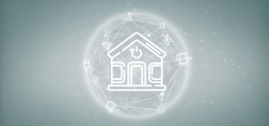 Simge, istatistikleri ve veri 3d render ile akıllı ev arabirimi