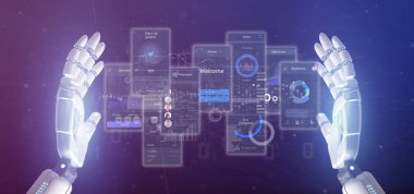 Cyborg el kullanıcı arabirimi ekranlarını simgesi, istatistikleri ile tutarak ve 