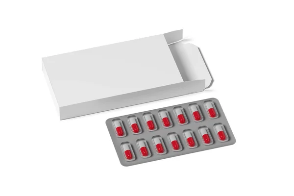Embalaje farmacéutico Mockup - 3d renderizado —  Fotos de Stock