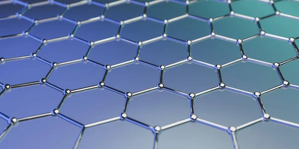 Grafén molekuláris nano technológia szerkezet a kék háttere — Stock Fotó