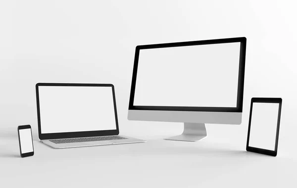 Mock up view of a devices isolated on a background with shadow — Stock Photo, Image