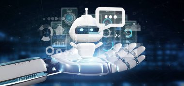 İkili kod, ileti ve veri 3 ile sohbet etmek tutan cyborg el