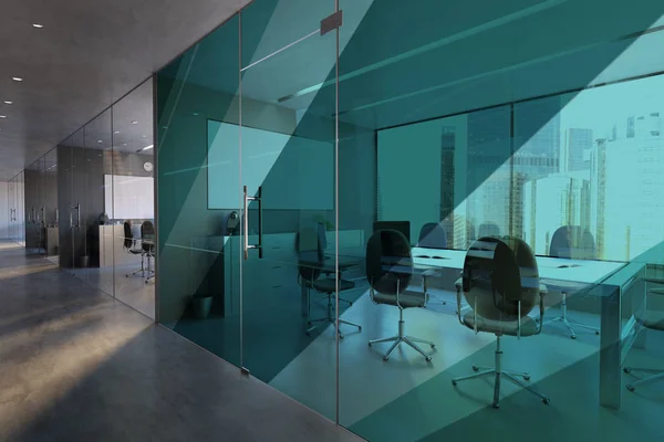 Glass Office Room Wall Mockup - 3d rendering