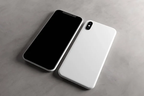 Smartphone scherm en zaak Mockup - 3d rendering — Stockfoto