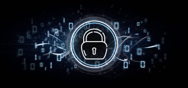 Güvenlik asma kilit tekerlek simgesiyle Multimedya ve sosyal medya ICO