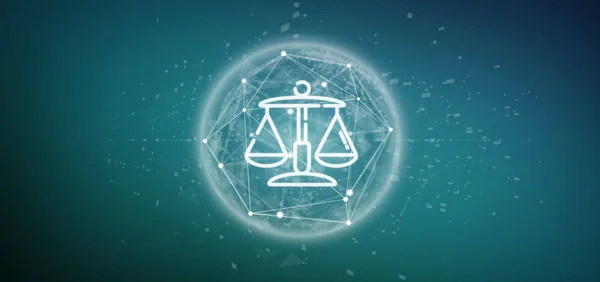 Nube de justicia e icono de la ley burbuja con datos 3d renderizado — Foto de Stock