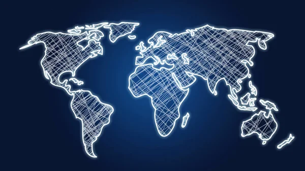 Hand drawn world map on a uniform background — Stock Photo, Image