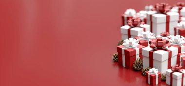 Noel arkaplanlı Noel hediyeleri dekorasyonu - 3 boyutlu