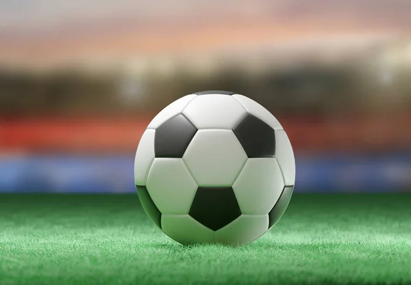 Футбольный мяч на поле стадиона - 3d рендеринг — стоковое фото