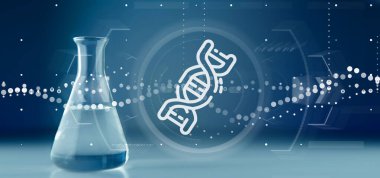 Laboratuvar arka planında bir DNA simgesi görünümü