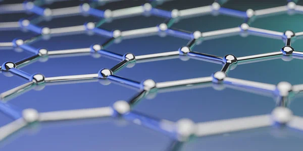 그래 블루 backgroun에 분자 나노 기술 구조 — 스톡 사진