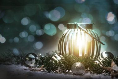 Noel arkaplanı süs ve ışık atmosferiyle