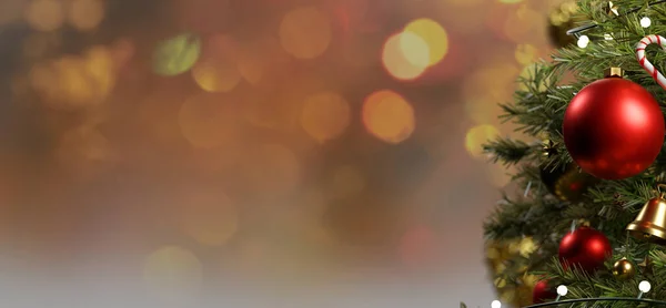 Noel arkaplanı süs ve ışık atmosferiyle — Stok fotoğraf