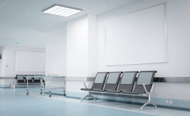 Bir hastane bekleme odasında bir çerçeve mock