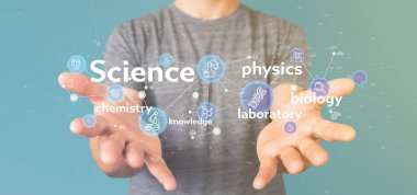 Bir Işadamı Holding bilim simgeler ve başlık görünümü 