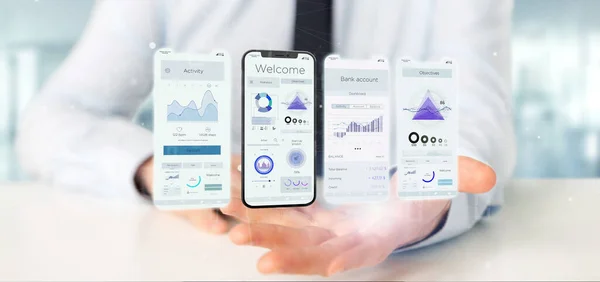 View Application Interface Smartphone Rendering — Stock Photo, Image