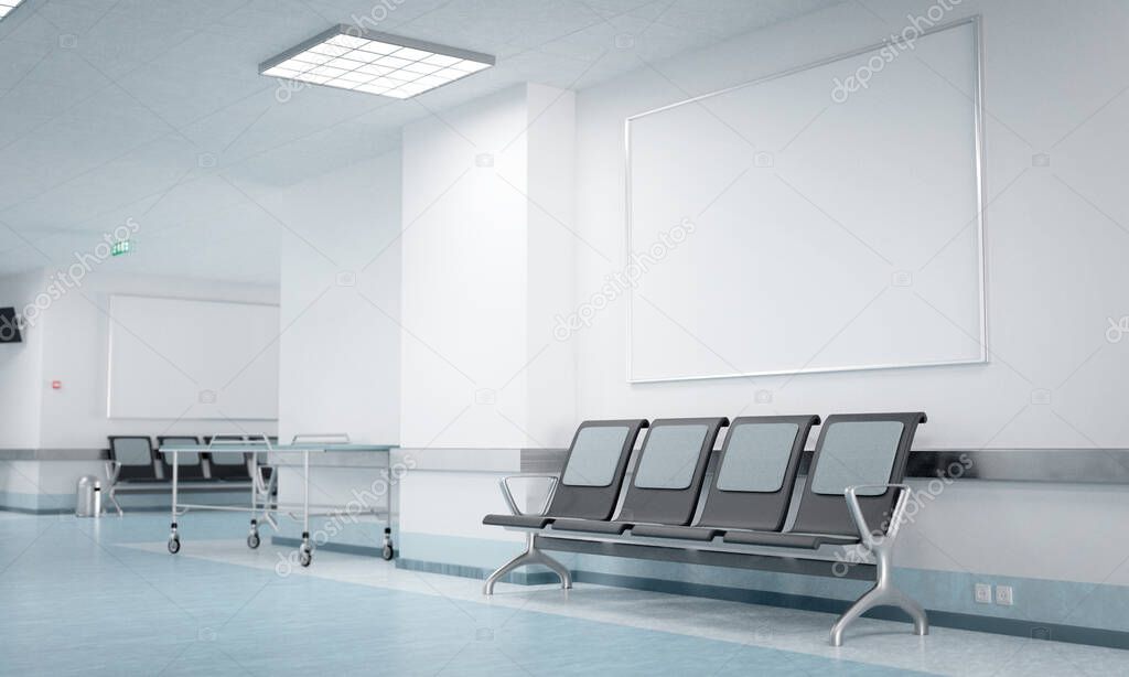 Hospital corridor poster mockup