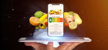 Elinde mobil yiyecek uygulaması olan bir iş adamının görüntüsü - 3D görüntüleme