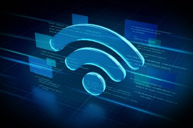 Bir Wifi soyut arkaplan illüstrasyonunun görünümü - 3d görüntüleme