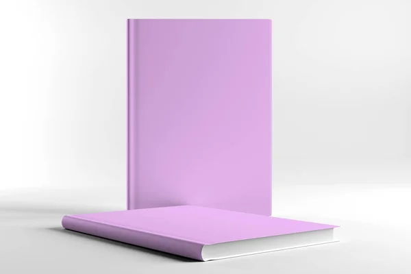 白い背景に隔離されたブランクカバー本の表示 3Dレンダリング — ストック写真