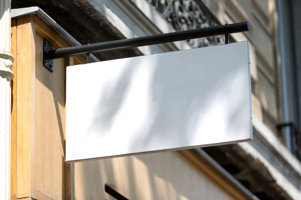 View Blank Sign Board Shop Wall — Stock Photo, Image