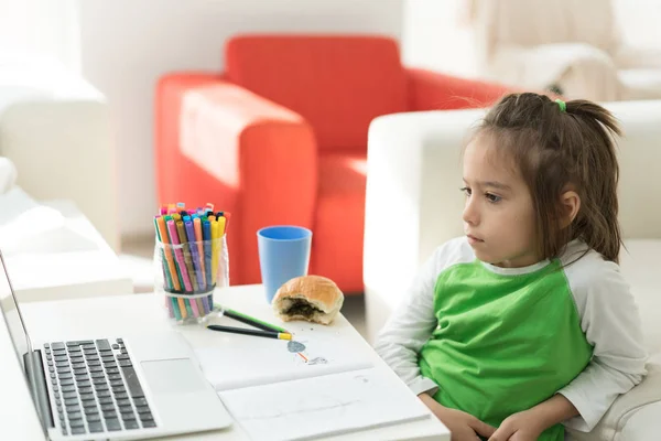 Little boy at home drawing and playing — Stock Photo, Image