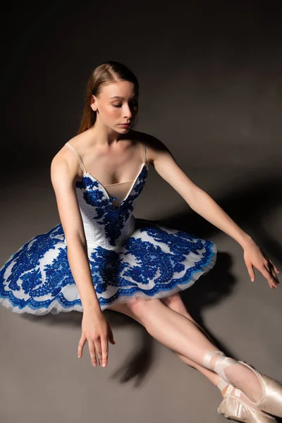 Ballerina in blue and white — Stock Photo, Image