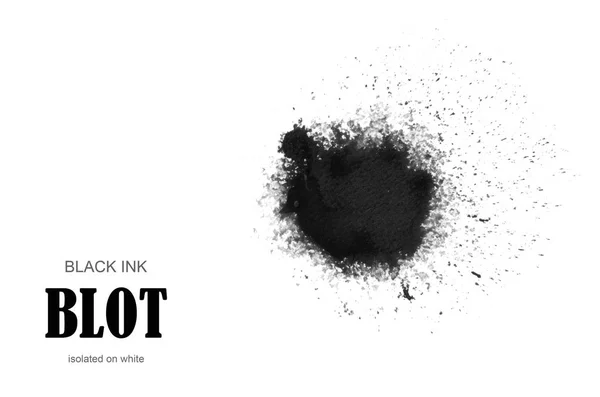 Black Ink Blot Isolated White — Stock Photo, Image