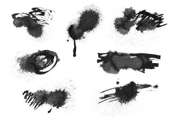 Black Ink Blot Isolated White Collection — Stock Photo, Image