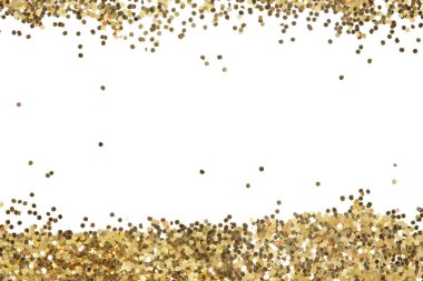 Altın glitter doku üzerinde beyaz izole. Arka plan.