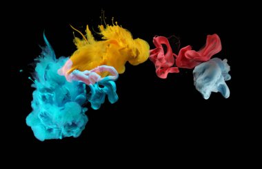 Sudaki akrilik renkler. Mürekkep lekesi. Soyut arkaplan. 