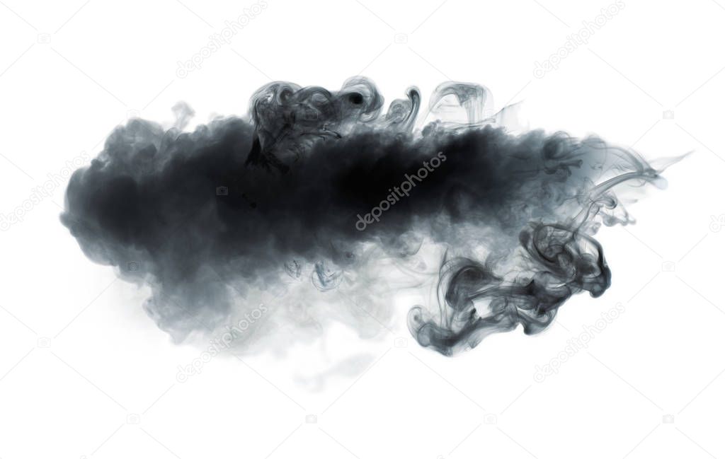 Black smoke isolated on white