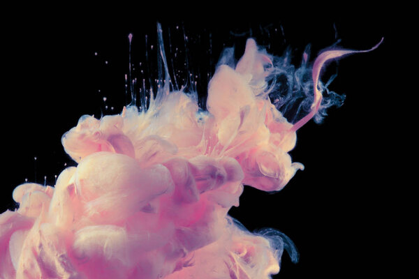 Акриловые краски в воде. Чернильное пятно. Абстрактный фон.