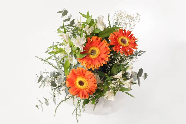 Bouquet Fiori Sfondo Grigio — Foto Stock