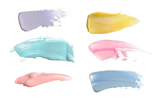Abstract Acrylic Color Brush Stroke Isolated White Collection — Stock Photo, Image