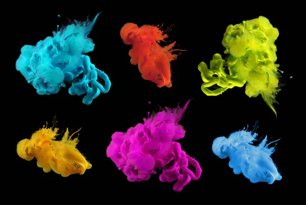 丙烯酸的颜色在水中 墨水印迹 抽象背景 — 图库照片