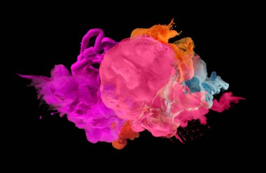 Sudaki akrilik renkler. Mürekkep lekesi. Soyut arkaplan. 