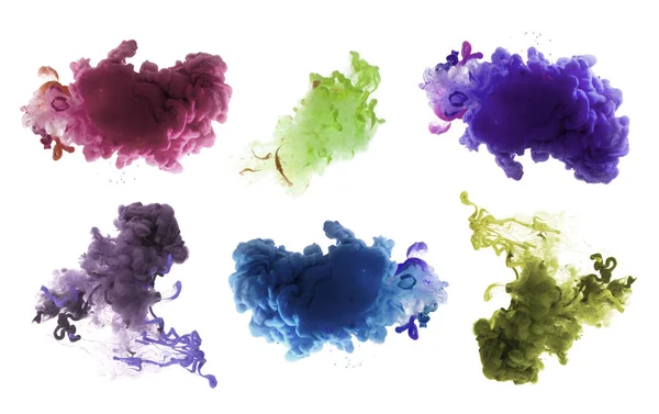 水のアクリル カラーのコレクション インクのしみ 抽象的な背景 — ストック写真