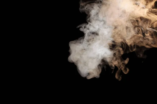 Mancha Fumaça Branca Fundo Isolado Preto — Fotografia de Stock